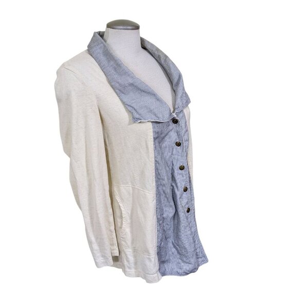 Prairie Underground Button Up Shirt Womens S Pockets Hemp Organic Cotton Striped - Picture 2 of 6